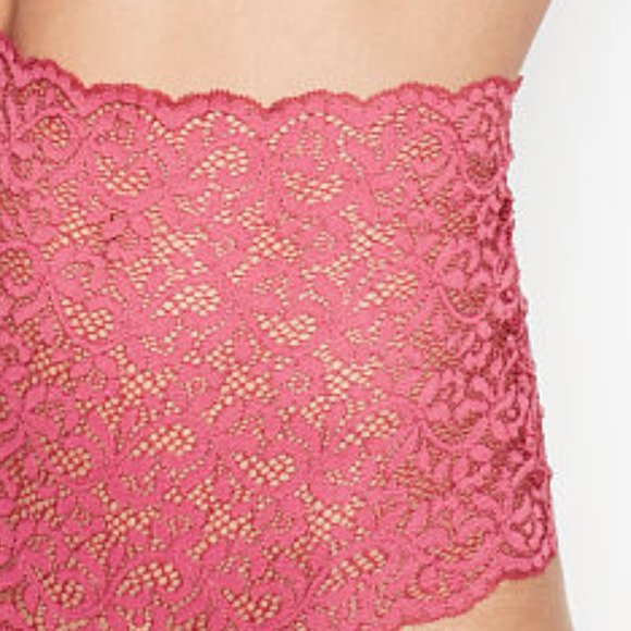 VS S High-Rise Thong Panty NWT Athena Lace Pink Floral Lace Sexy Romantic Pink - Picture 6 of 14